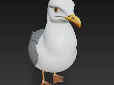 Seagull Realistic 3D Model Basic - Low Poly Realistic Low-poly 3D model