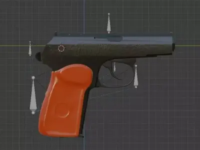 MAKAROVEEEEy gun with orange handle Free low-poly 3D model