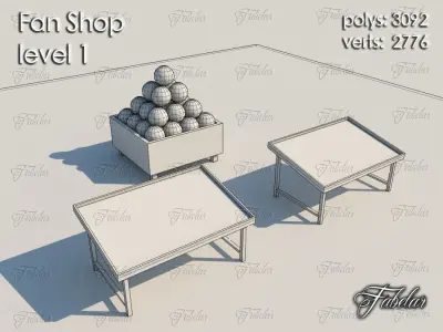 Fan Shop all 10 Levels Low-poly 3D model