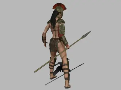 Female Gladiator Low-poly 3D model