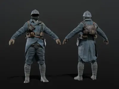 SOLDIER WWI French Rigged 3D model purchase