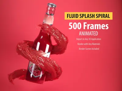 Animated Water plash spiral 3D model