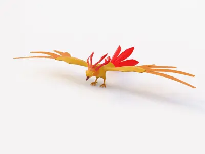Phoenix bird low poly 3d model  Low-poly 3D model