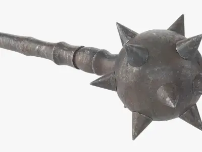 Spiked ball mace medieval 3D model