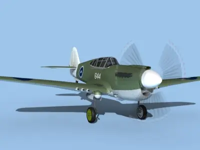 Curtiss P-40F Tomahawk V07 RAAF 3D model