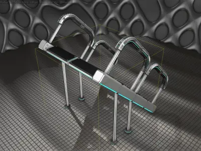 Sci-Fi Stairs - 28 - Silver Blue Neon Light Version Low-poly 3D model