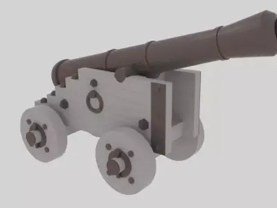 Cannon wooden Low-poly 3D model
