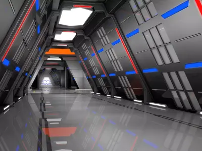Sci Fi Corridor Spaceship 3D model get