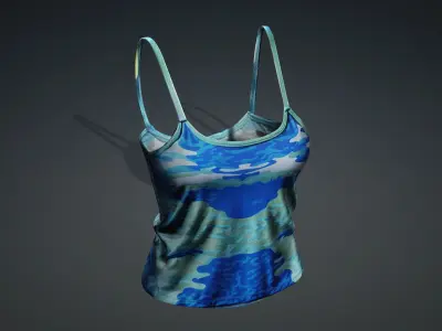 Blue camo Military top game ready UE5 Low-poly 3D model