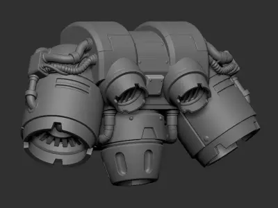 Heavy Assault Tri-Jet Jump Pack - Sci-Fi Miniature Backpack 3D print model