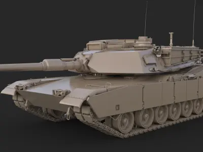 Tank M1 Abrams Clay 3D model