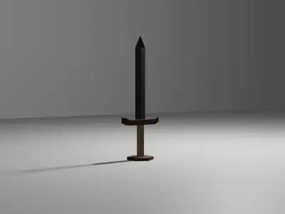 low poly sword on table Free low-poly 3D model