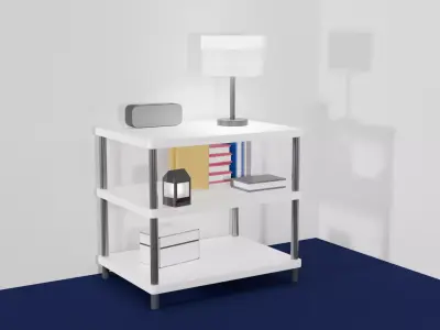 Beginner Wooden Shelf Bookcase and White Shelf Free 3D model