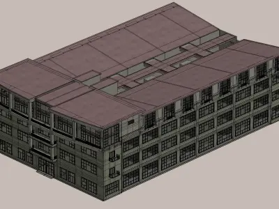 Industrial Building with Large Windows 3D model