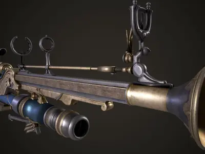 Steampunk Gun Low-poly 3D model