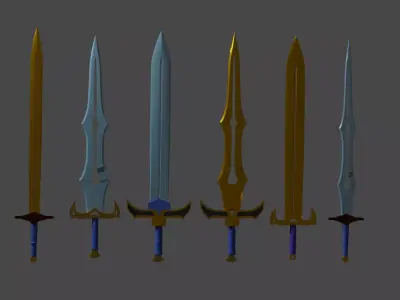 3D Lowpoly Fantasy Swords Low-poly 3D model