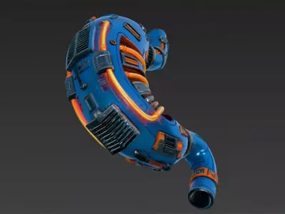 Blue Cyberpunk Tech Stomach Model Bundle Low-poly 3D model