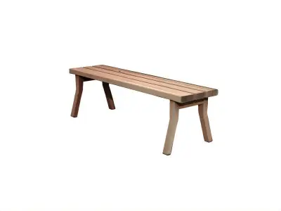 Simple Outdoor Wooden Bench Minimal Park Seating Free low-poly 3D model