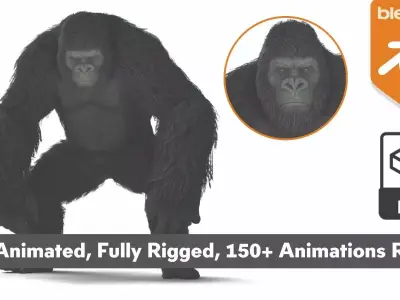 King Kong Gorilla Fully Rigged 150 Animations 3D model