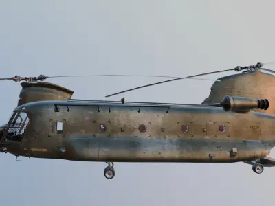 CH 47 Chinook Military Transport Helicopter with Interior 3D model