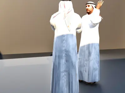 Traditional arab man qatar from dubaii posed standing 3D model 3D model