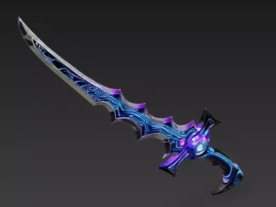 Cartoon Cyber Kris Sword PBR 3D Model Low-poly 3D model