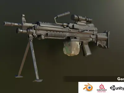 Gun Machine M249 Low-poly 3D model