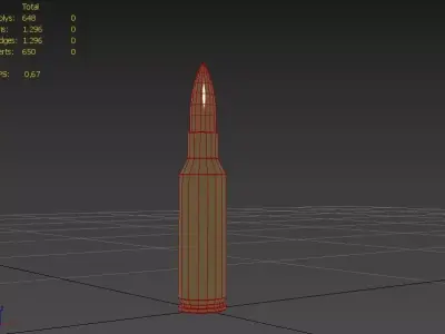 300 Remington SAUM Ammo Low-poly 3D model