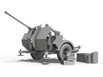 2cm Flak 38 with SD AH 51 - Trailer  3D model