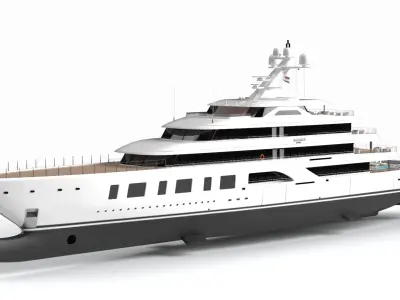 Aqua Yacht Night Scene 3D model