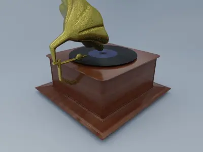 Gramophone record player with flower on top Free 3D model