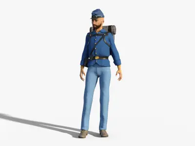 American Civil War Union Officer - Billy Yankee Rigged Low-poly 3D model