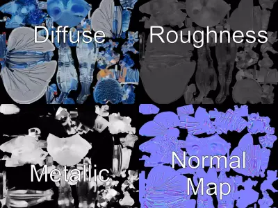 Cyborg Insectoid Drone model pack Low-poly 3D model