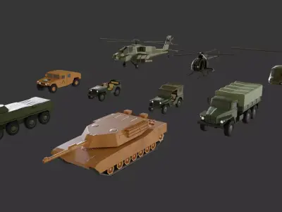 Military Veichles Pack Low-poly 3D model