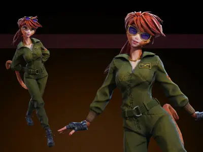 Monkey Girl Arms Trader Low-poly 3D model