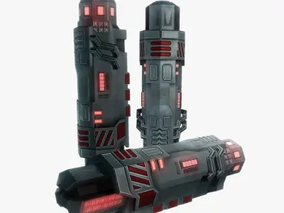 Munitions for a Sci-fi weapon Low-poly 3D model