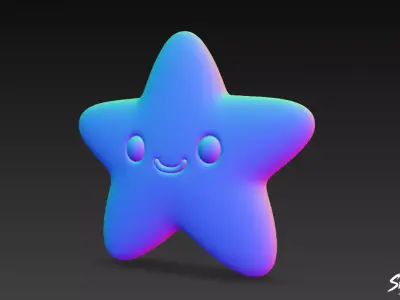 Cartoon Plush Starfish Low-poly 3D model