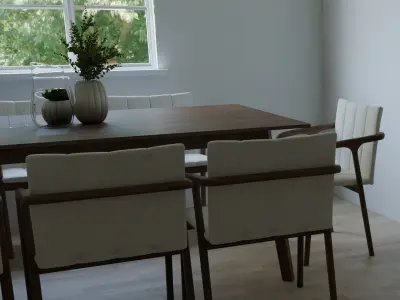 Dining Set 8 Chairs B2C Elm 3D model