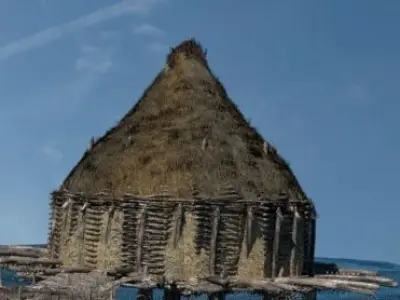 Prehistoric House - Boar Skin Roof Low-poly 3D model