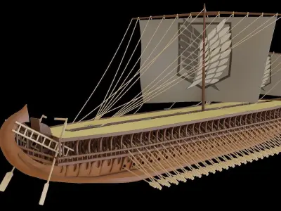 Triremes ancient ship 3D model