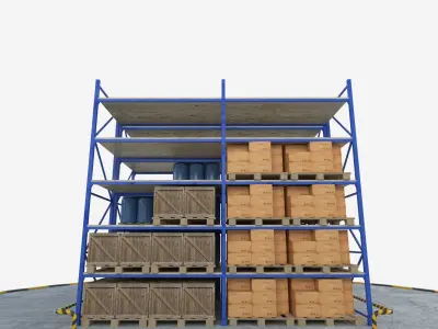 Warehouse Rack Low-poly 3D model
