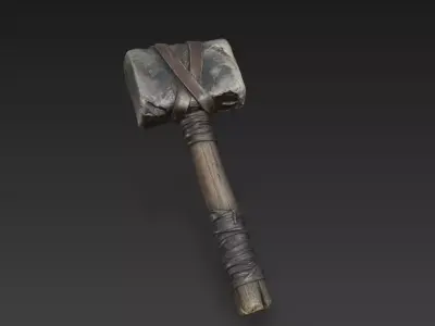 Medieval Stone War Hammer 3D model
