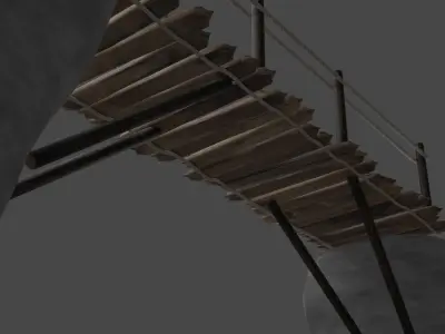 old wooden bridge Free low-poly 3D model