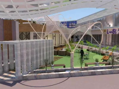 Commercial Open Plaza and Retail Park A28 DWG SketchUp 3D model