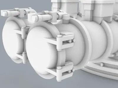 Type 53 Torpedo Tubes Low-poly 3D model