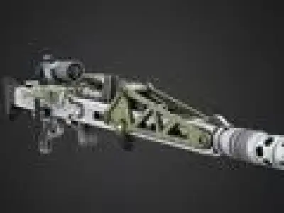Futuristic Sci Fi Weapon  High Poly Mechanical Gun  Game Ready Low-poly 3D model