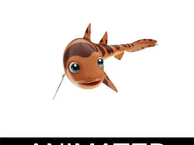 White Spotted Bamboo Shark Animated Fish  Low-poly 3D model