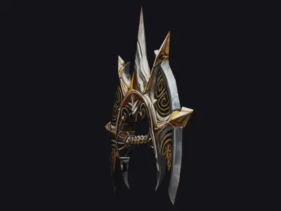 Cross Shuriken War Fan Cutting Asian Edged Weapon Low-poly 3D model