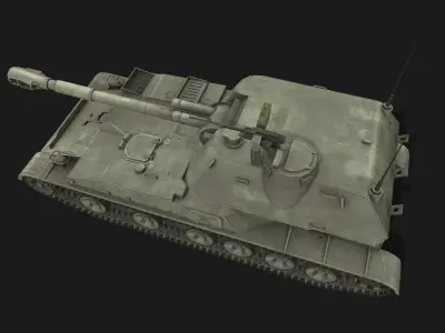 Tank 2s3 Akatsiya Low-poly 3D model