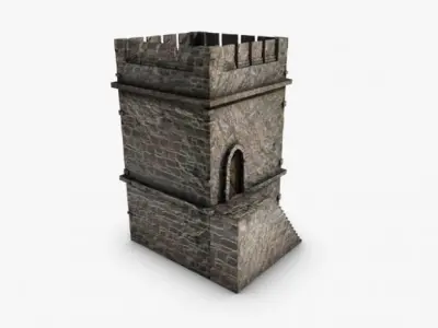 Crenelated Castle Tower 3D model